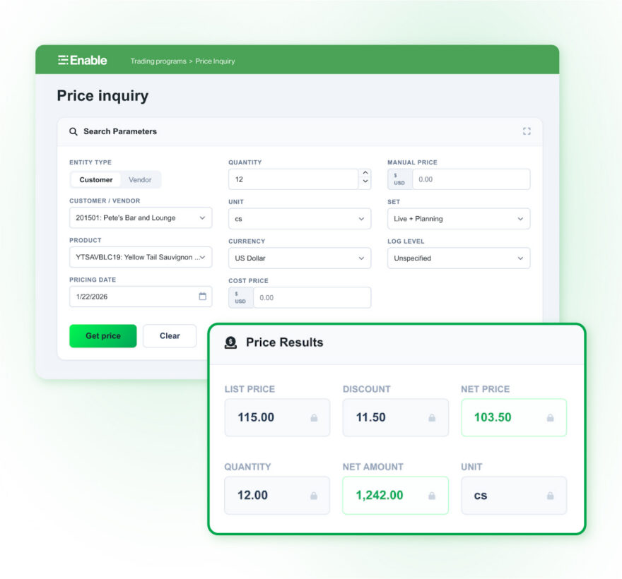 price execution software dashboard